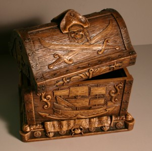 Pirates of the Caribbean Sculpted Heirloom Box with lid askew