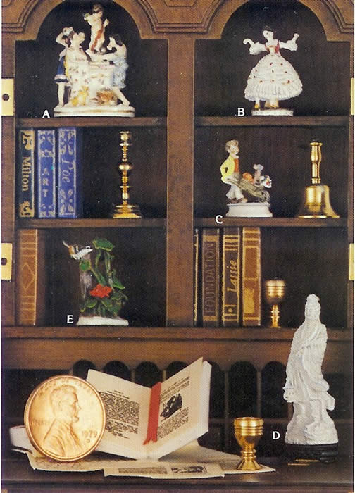 Queen Anne Bookcase Filled with Olszewski Figurative Art