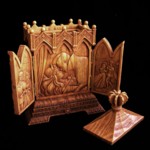 Sleeping Beauty Heirloom Box with removable lid off and front doors opened revealing more of the beautiful story by Olszewski for Enesco available June 2009 on the artist's web site www.olszewskistudios-retail.com