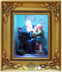 Olszewski Rockwell's Saturday Evening Post Cover Gallery of Light Doctor and the Doll Lighted