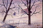 Olszewski Painting Across the Field with bridge