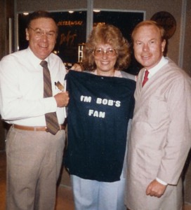 The Olszewski Brothers with Jacci Bednar.  Jacci (The hairdresser) did the bust drawing of Bob for the Bumper Sticker.
