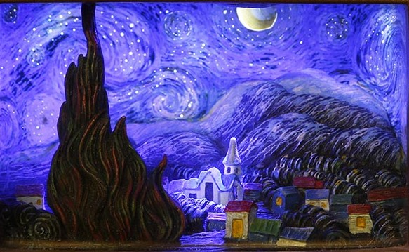 DISNEY OLSZEWSKI Gallery of Light STARRY NIGHT Vincent Van Gogh NEW 