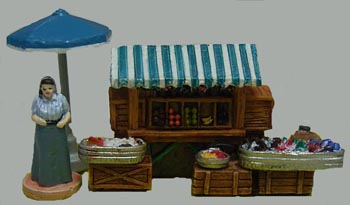 Olszewski Main Street Fruit and Vegetable Cart with Vendor